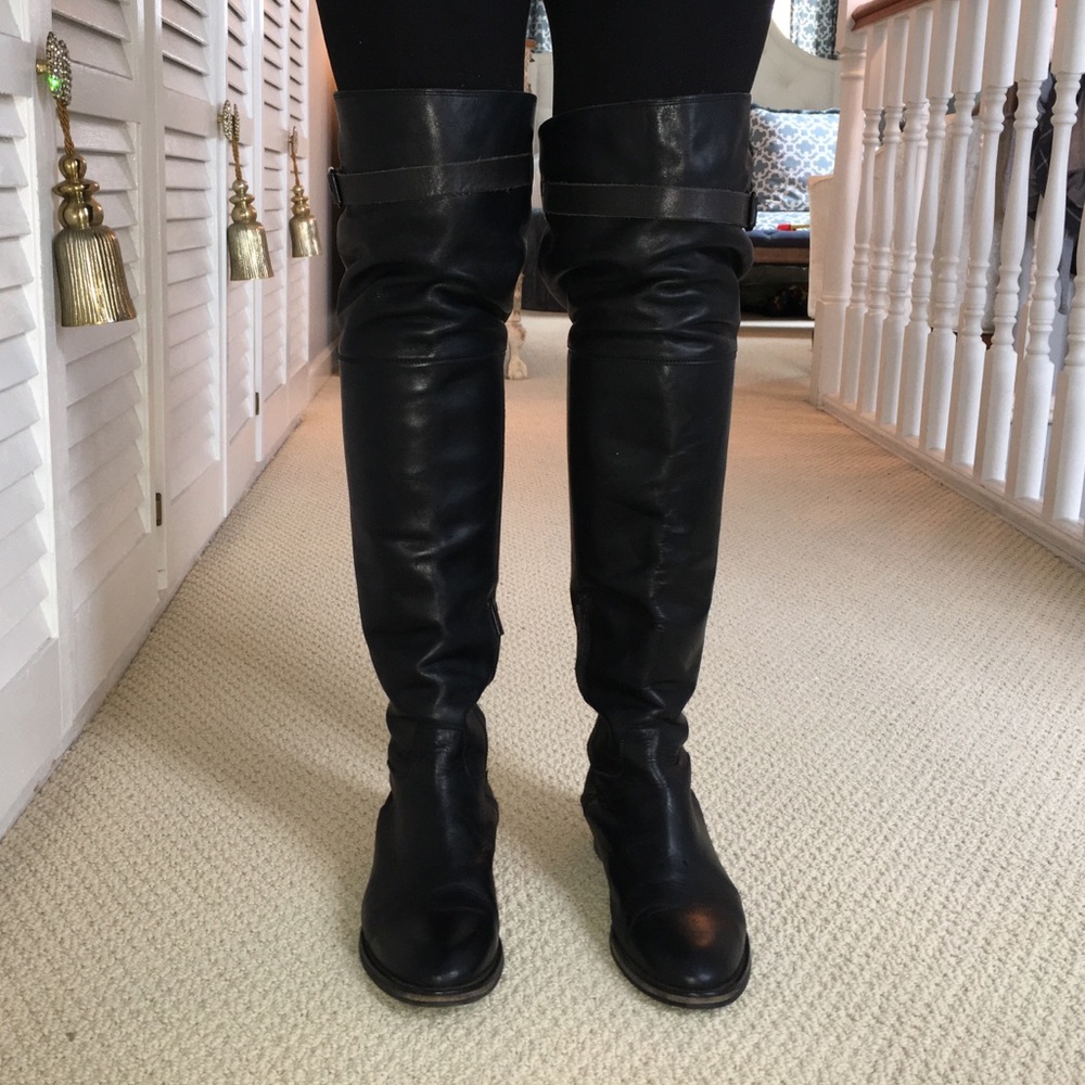 All Saints over the knee leather boots - Picture 3 of 11